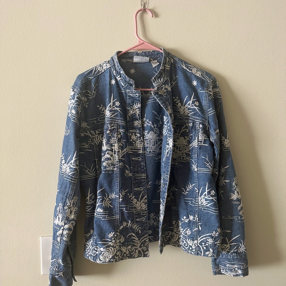 Vintage Chico’s Design Embroidered Denim Jacket